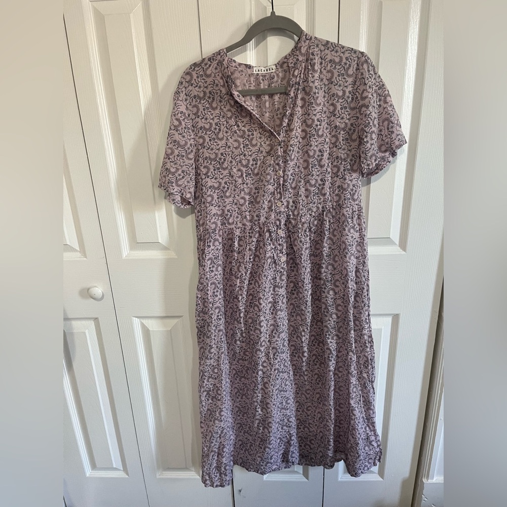 Lacausa Dakota Dress Floral Collared Purple Size Small
